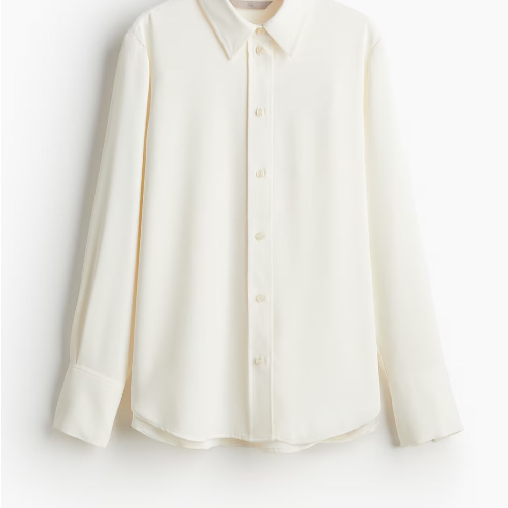 H&M Cream Satin Button-Up Shirt